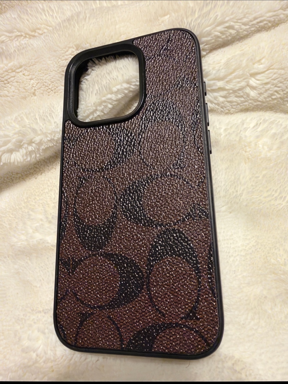 Brown Patterned Leatherette Phone Case - Protective Designer Look